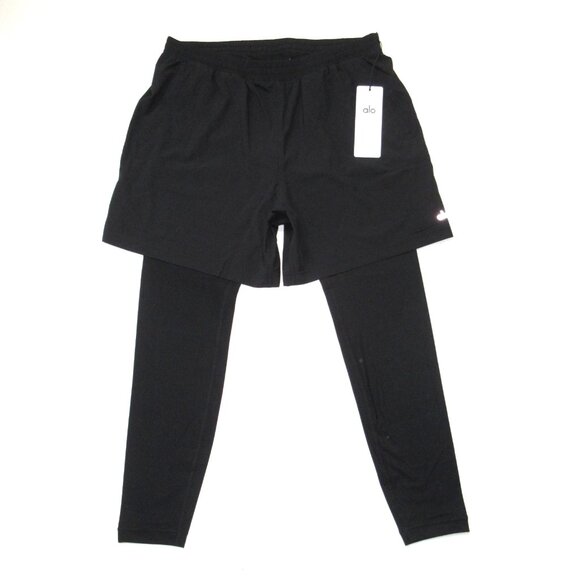NWT Alo Yoga Men's S5" Revival 2 in 1 Pant in Black Pull-on Pants XL - Picture 1 of 6